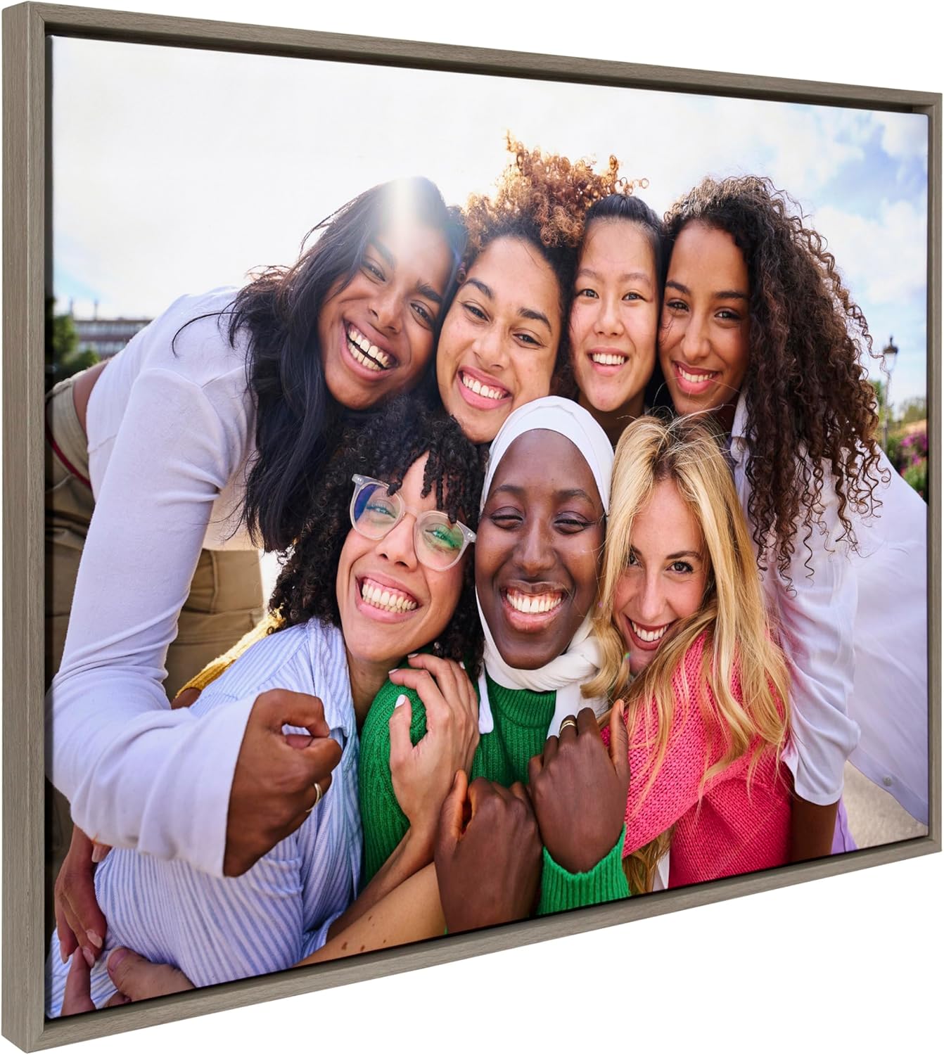 Kate and Laurel Sylvie Custom Printed Framed Canvas Wall Art 33x23 Dark Gray Personal Canvas Print with Your Photos for Bedroom or Living Room Gallery Wall Decor  Printed and Hand Framed in the USAGray