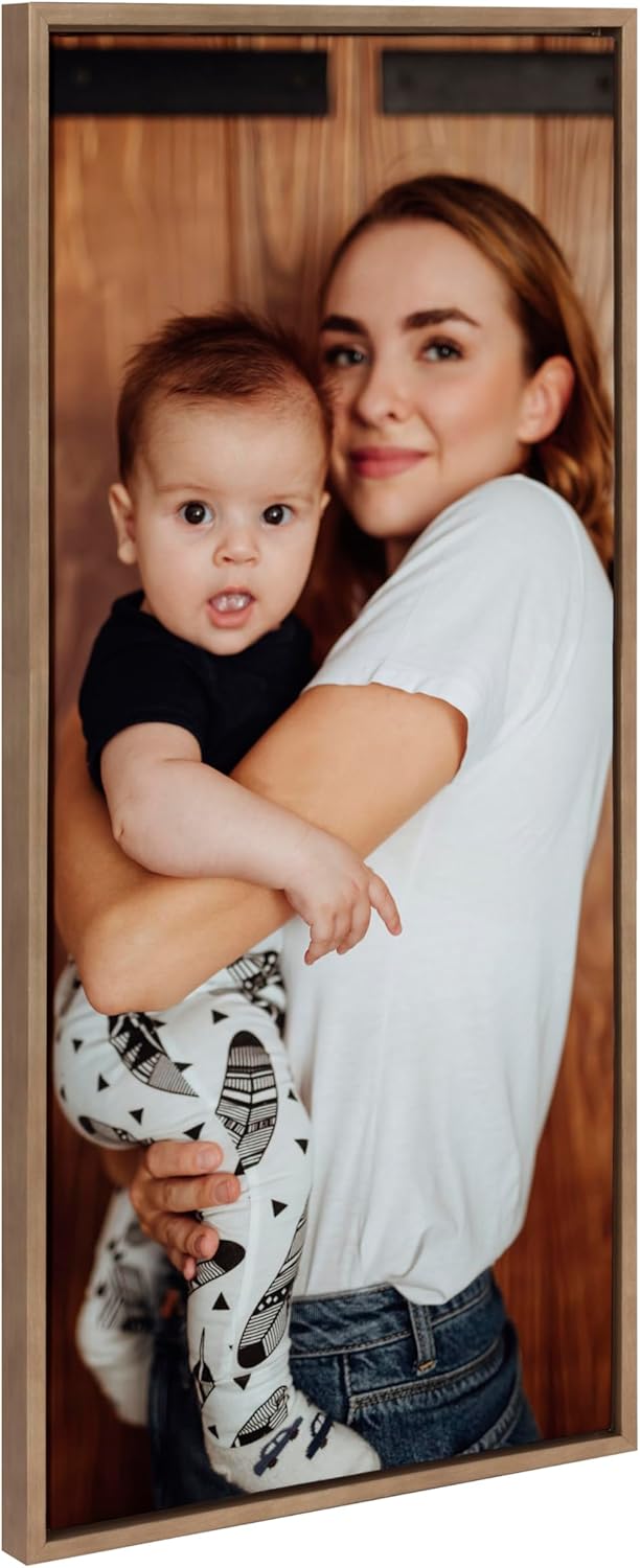 Kate and Laurel Sylvie Custom Printed Framed Canvas Wall Art 33x23 Dark Gray Personal Canvas Print with Your Photos for Bedroom or Living Room Gallery Wall Decor  Printed and Hand Framed in the USAGold