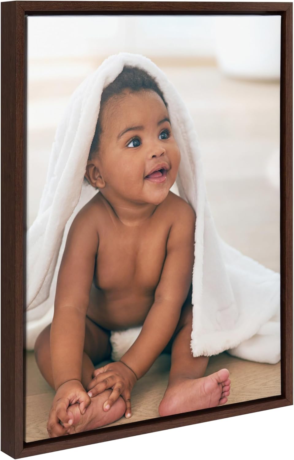 Kate and Laurel Sylvie Custom Printed Framed Canvas Wall Art 33x23 Dark Gray Personal Canvas Print with Your Photos for Bedroom or Living Room Gallery Wall Decor  Printed and Hand Framed in the USABrown