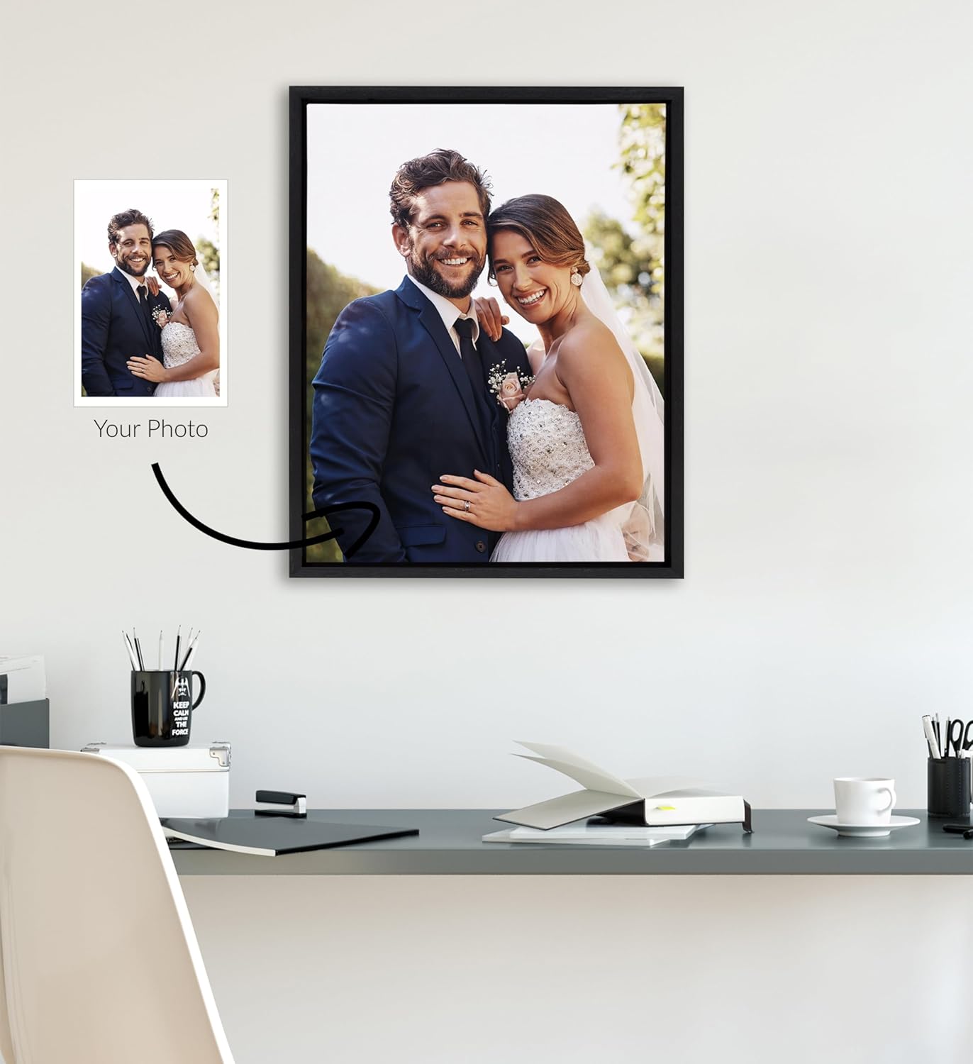 Kate and Laurel Sylvie Custom Printed Framed Canvas Wall Art 33x23 Dark Gray Personal Canvas Print with Your Photos for Bedroom or Living Room Gallery Wall Decor  Printed and Hand Framed in the USABlack