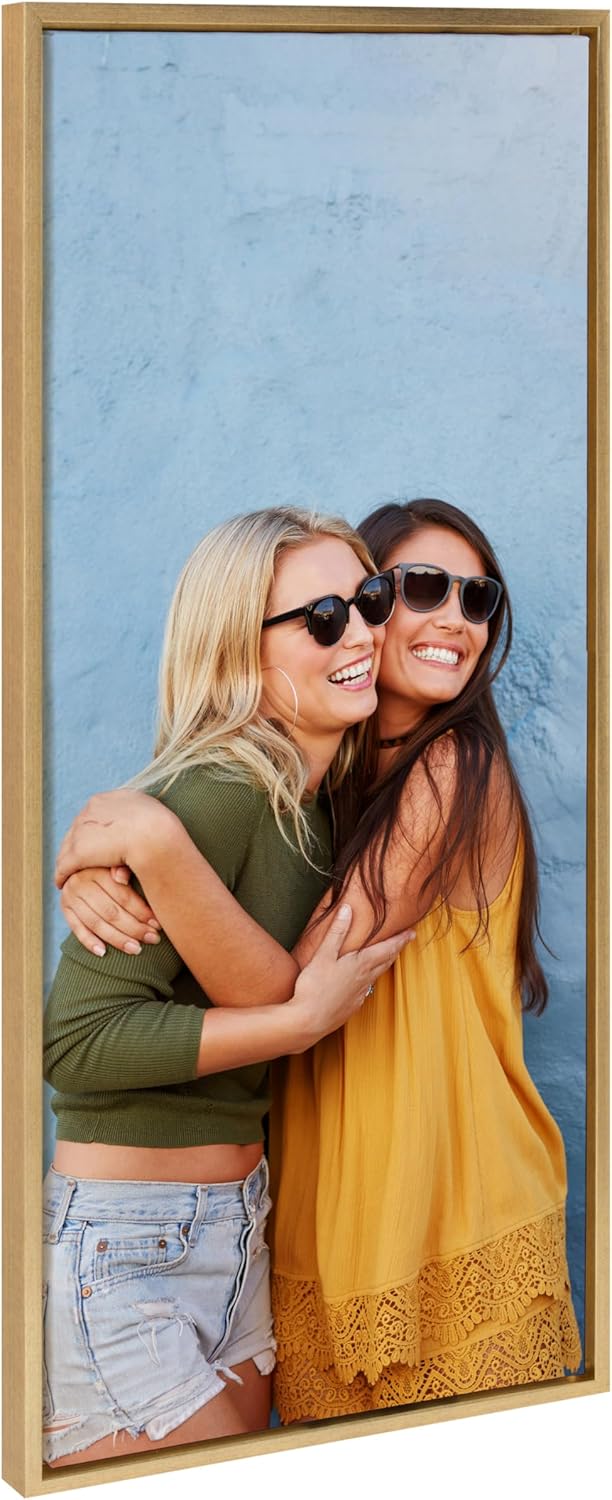 Kate and Laurel Sylvie Custom Printed Framed Canvas Wall Art 33x23 Dark Gray Personal Canvas Print with Your Photos for Bedroom or Living Room Gallery Wall Decor  Printed and Hand Framed in the USABright Gold