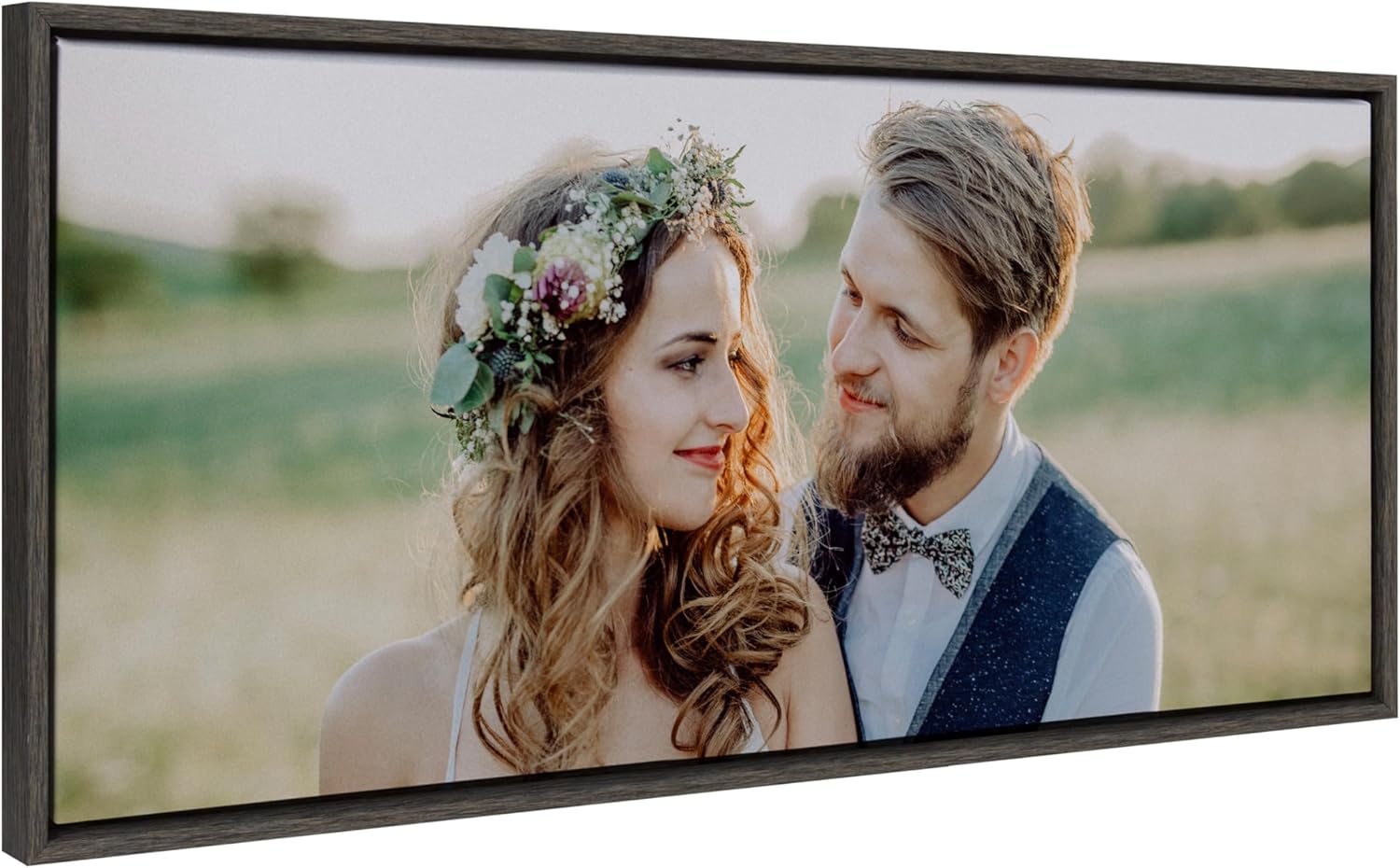 Kate and Laurel Sylvie Custom Printed Framed Canvas Wall Art 33x23 Dark Gray Personal Canvas Print with Your Photos for Bedroom or Living Room Gallery Wall Decor  Printed and Hand Framed in the USADark Gray