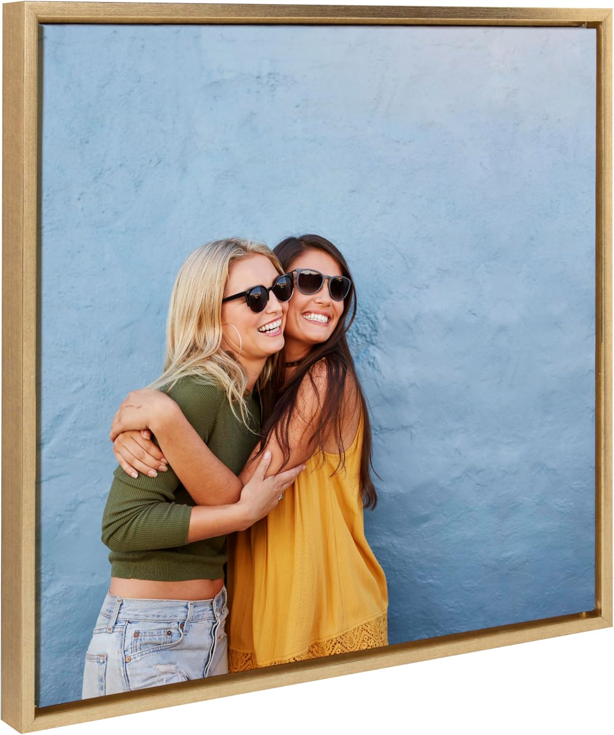 Kate and Laurel Sylvie Custom Printed Framed Canvas Wall Art 33x23 Dark Gray Personal Canvas Print with Your Photos for Bedroom or Living Room Gallery Wall Decor  Printed and Hand Framed in the USABright Gold