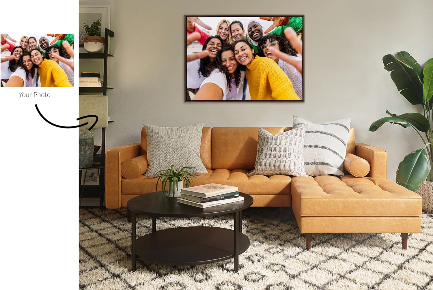 Kate and Laurel Sylvie Custom Printed Framed Canvas Wall Art 33x23 Dark Gray Personal Canvas Print with Your Photos for Bedroom or Living Room Gallery Wall Decor  Printed and Hand Framed in the USABrown