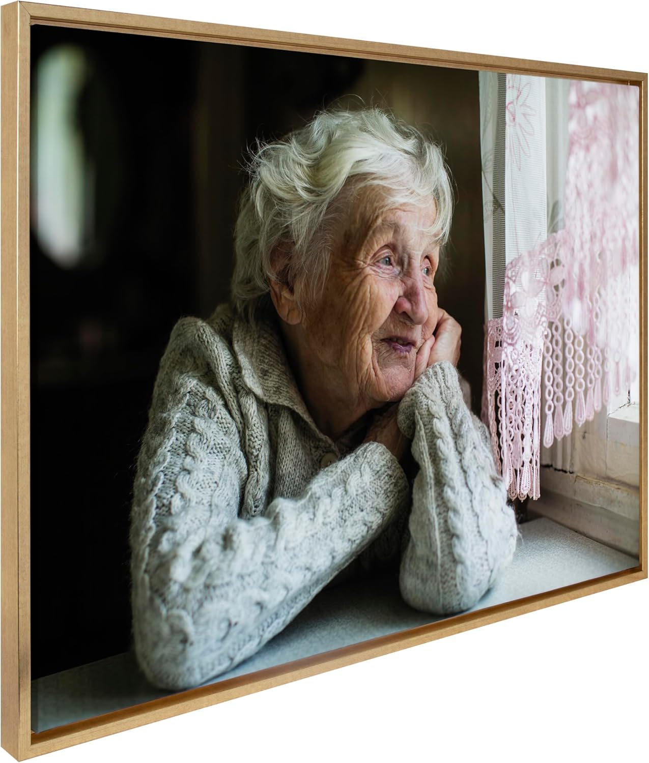 Kate and Laurel Sylvie Custom Printed Framed Canvas Wall Art 33x23 Dark Gray Personal Canvas Print with Your Photos for Bedroom or Living Room Gallery Wall Decor  Printed and Hand Framed in the USABright Gold