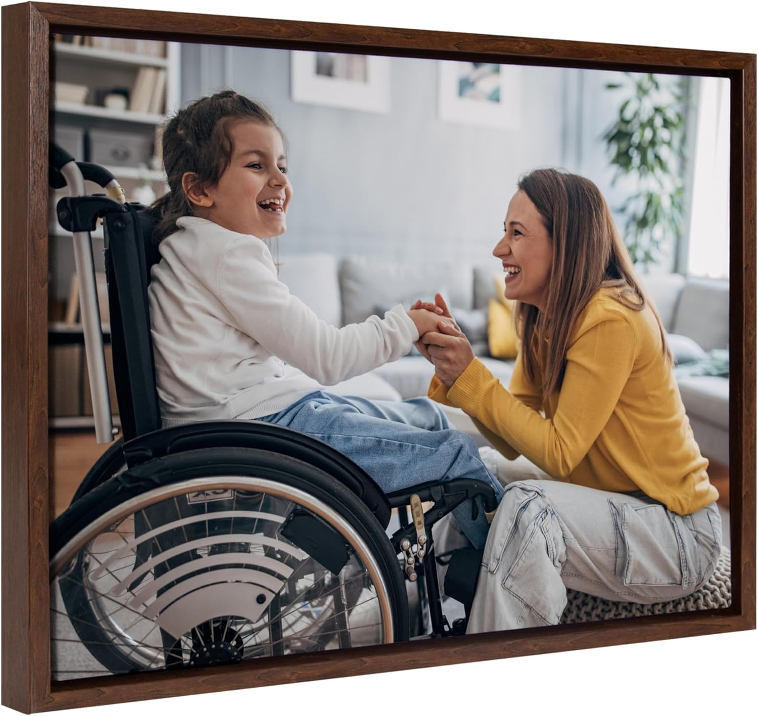 Kate and Laurel Sylvie Custom Printed Framed Canvas Wall Art 33x23 Dark Gray Personal Canvas Print with Your Photos for Bedroom or Living Room Gallery Wall Decor  Printed and Hand Framed in the USABrown