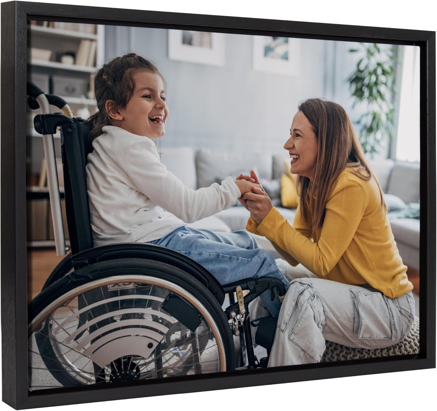 Kate and Laurel Sylvie Custom Printed Framed Canvas Wall Art 33x23 Dark Gray Personal Canvas Print with Your Photos for Bedroom or Living Room Gallery Wall Decor  Printed and Hand Framed in the USABlack