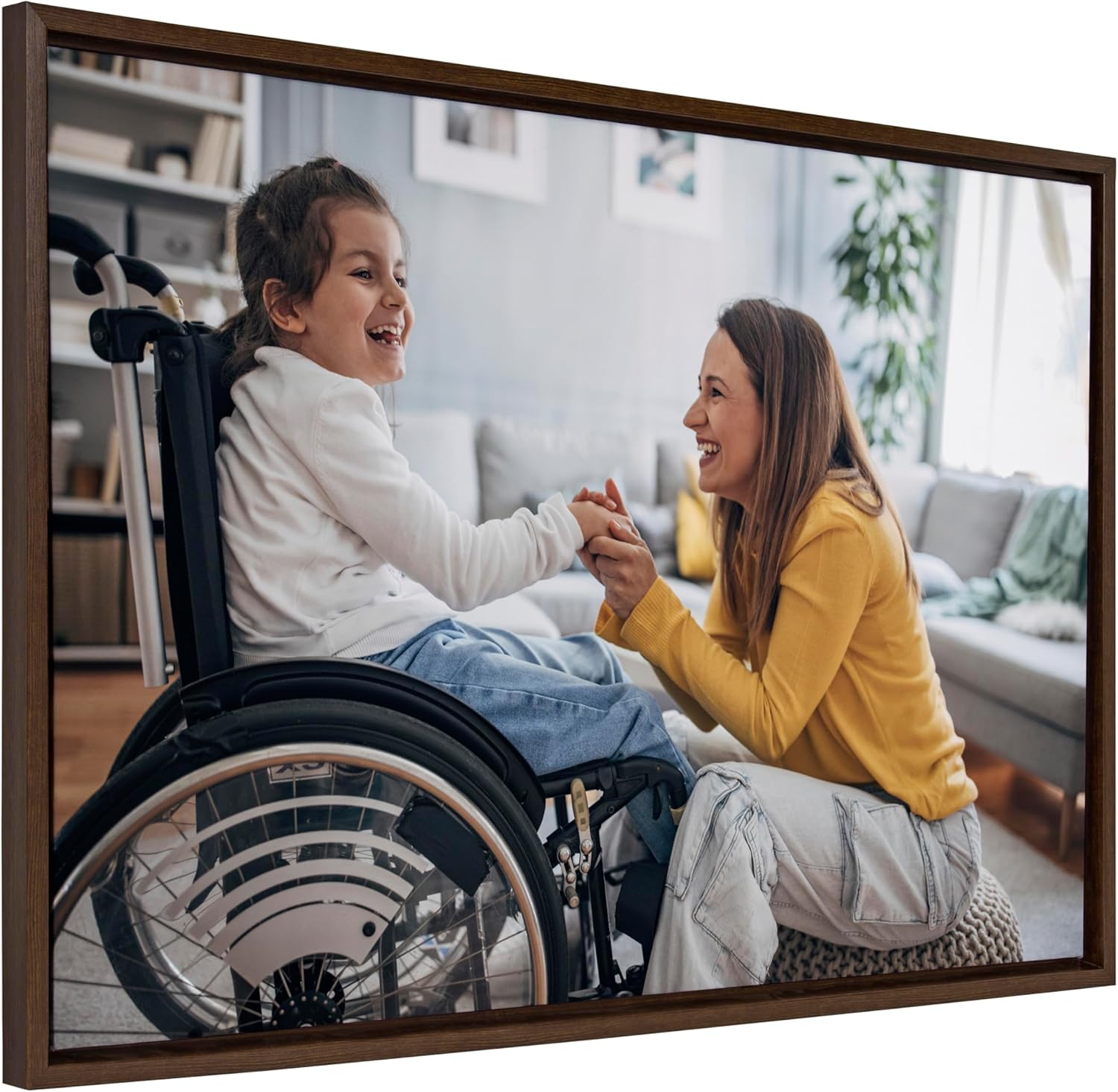 Kate and Laurel Sylvie Custom Printed Framed Canvas Wall Art 33x23 Dark Gray Personal Canvas Print with Your Photos for Bedroom or Living Room Gallery Wall Decor  Printed and Hand Framed in the USABrown