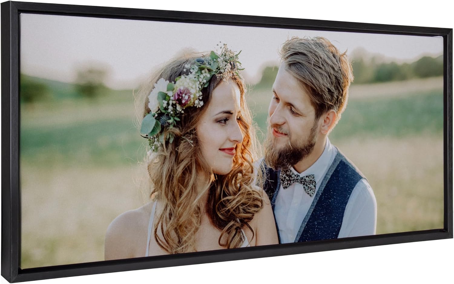Kate and Laurel Sylvie Custom Printed Framed Canvas Wall Art 33x23 Dark Gray Personal Canvas Print with Your Photos for Bedroom or Living Room Gallery Wall Decor  Printed and Hand Framed in the USABlack