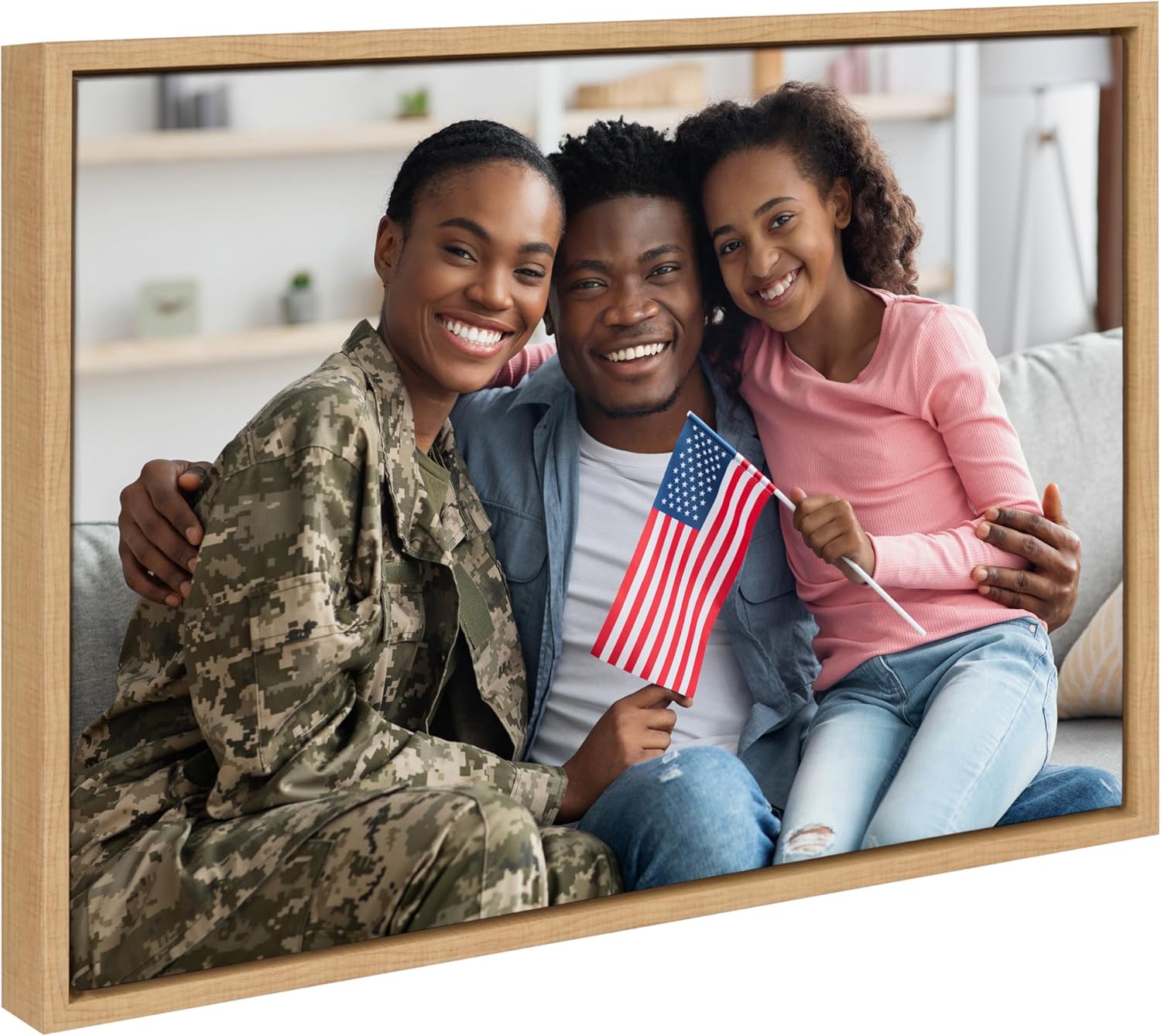 Kate and Laurel Sylvie Custom Printed Framed Canvas Wall Art 33x23 Dark Gray Personal Canvas Print with Your Photos for Bedroom or Living Room Gallery Wall Decor  Printed and Hand Framed in the USANatural