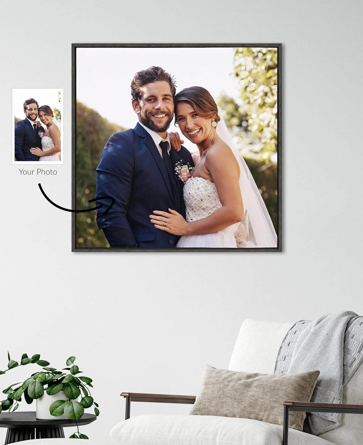 Kate and Laurel Sylvie Custom Printed Framed Canvas Wall Art 33x23 Dark Gray Personal Canvas Print with Your Photos for Bedroom or Living Room Gallery Wall Decor  Printed and Hand Framed in the USADark Gray