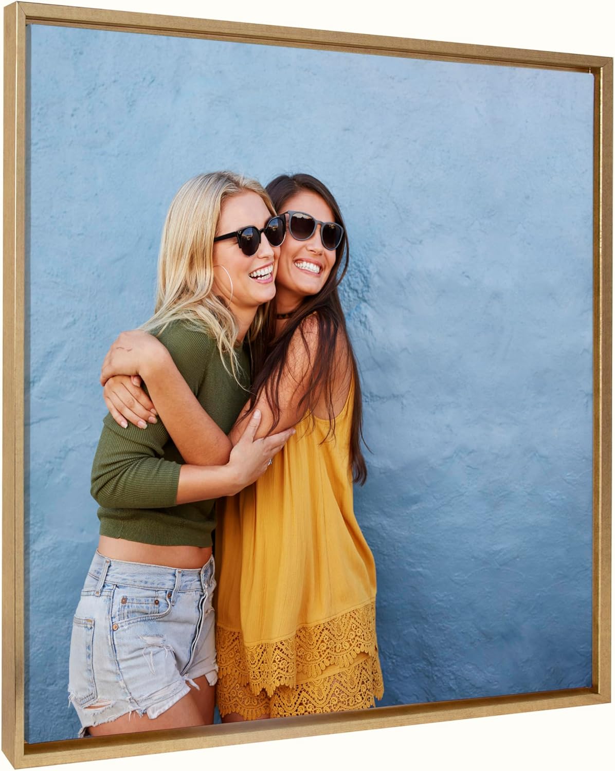 Kate and Laurel Sylvie Custom Printed Framed Canvas Wall Art 33x23 Dark Gray Personal Canvas Print with Your Photos for Bedroom or Living Room Gallery Wall Decor  Printed and Hand Framed in the USABright Gold