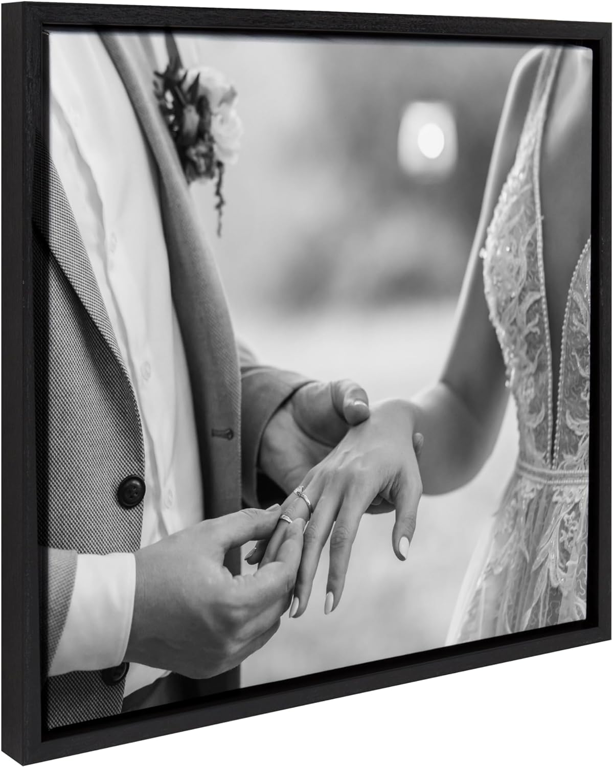Kate and Laurel Sylvie Custom Printed Framed Canvas Wall Art 33x23 Dark Gray Personal Canvas Print with Your Photos for Bedroom or Living Room Gallery Wall Decor  Printed and Hand Framed in the USABlack