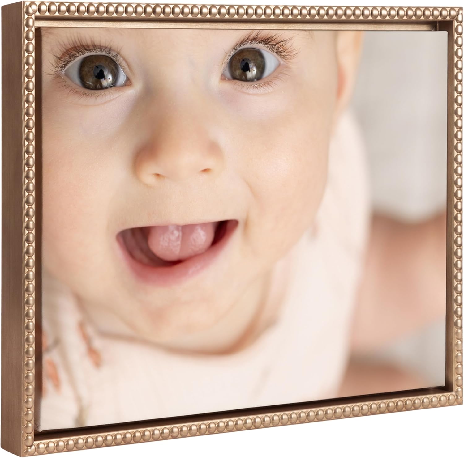 Kate and Laurel Sylvie Custom Printed Framed Canvas Wall Art 33x23 Dark Gray Personal Canvas Print with Your Photos for Bedroom or Living Room Gallery Wall Decor  Printed and Hand Framed in the USABeaded Gold