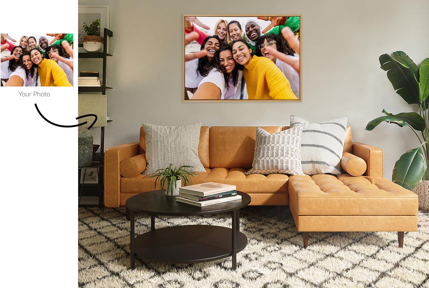 Kate and Laurel Sylvie Custom Printed Framed Canvas Wall Art 33x23 Dark Gray Personal Canvas Print with Your Photos for Bedroom or Living Room Gallery Wall Decor  Printed and Hand Framed in the USANatural