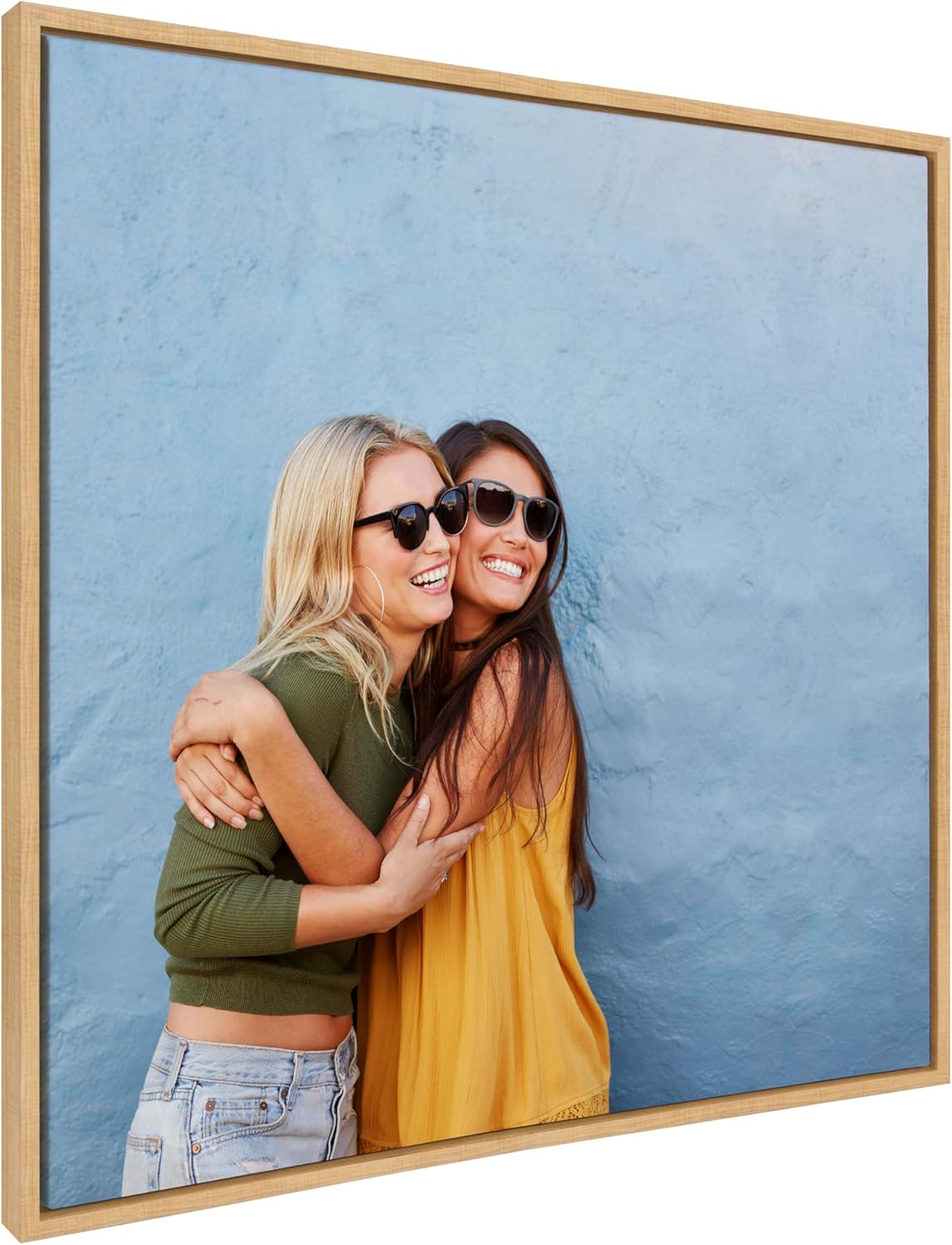 Kate and Laurel Sylvie Custom Printed Framed Canvas Wall Art 33x23 Dark Gray Personal Canvas Print with Your Photos for Bedroom or Living Room Gallery Wall Decor  Printed and Hand Framed in the USANatural