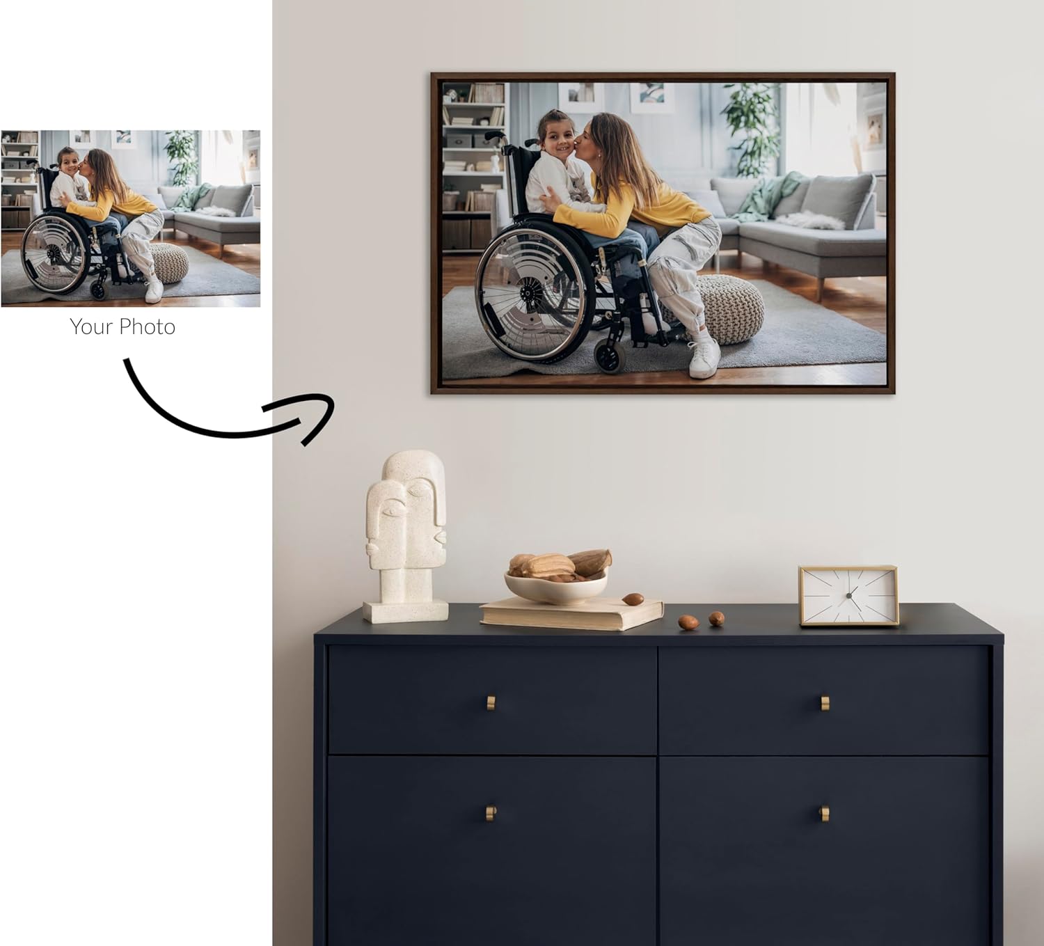 Kate and Laurel Sylvie Custom Printed Framed Canvas Wall Art 33x23 Dark Gray Personal Canvas Print with Your Photos for Bedroom or Living Room Gallery Wall Decor  Printed and Hand Framed in the USABrown
