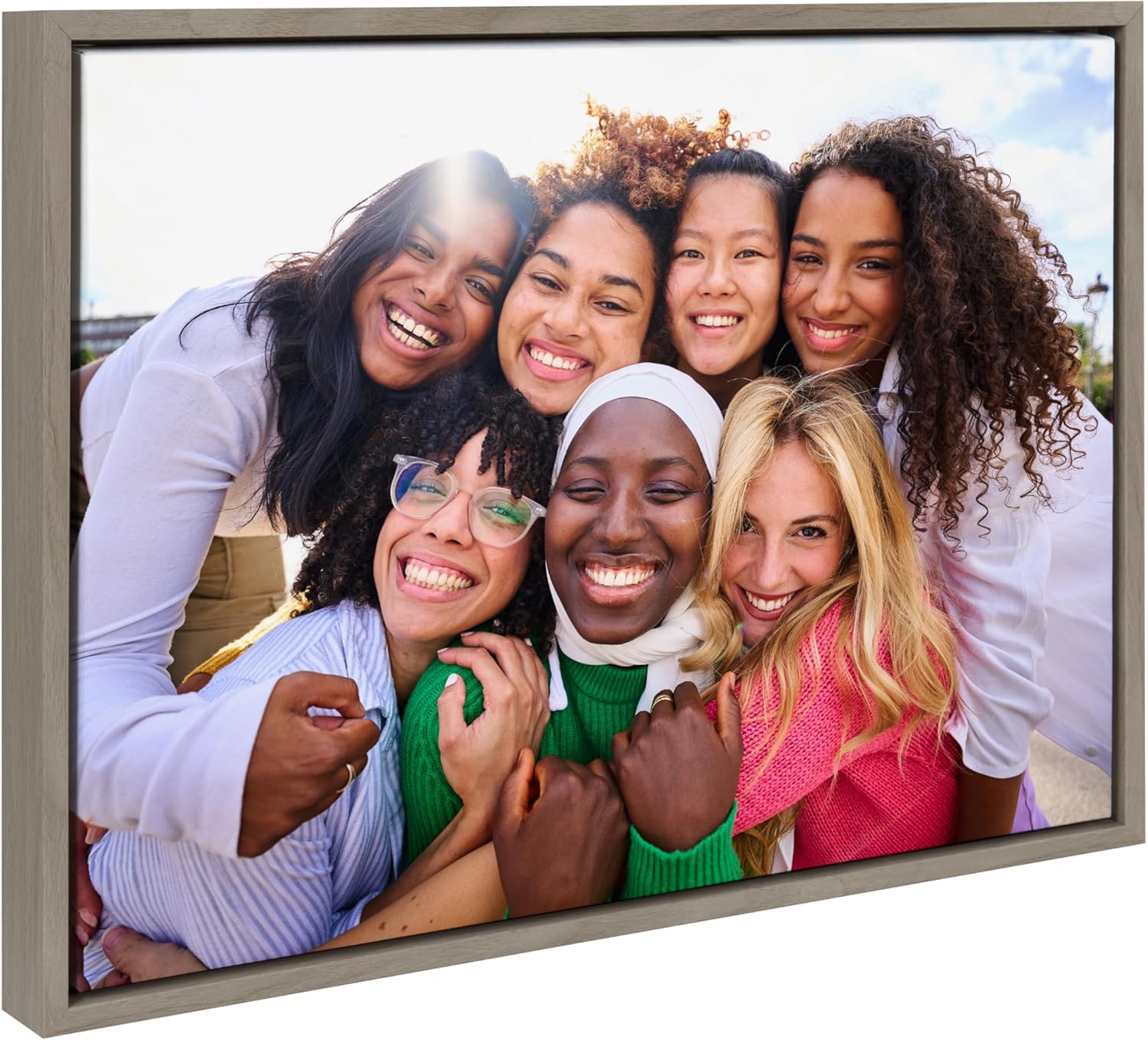 Kate and Laurel Sylvie Custom Printed Framed Canvas Wall Art 33x23 Dark Gray Personal Canvas Print with Your Photos for Bedroom or Living Room Gallery Wall Decor  Printed and Hand Framed in the USAGray