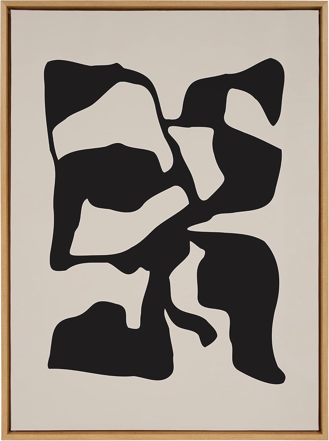Kate and Laurel Sylvie Distorted Shapes of Black and Tan Framed Canvas Wall Art by The Creative Bunch Studio 28x38 Black Contemporary Abstract Bold Art for WallNatural