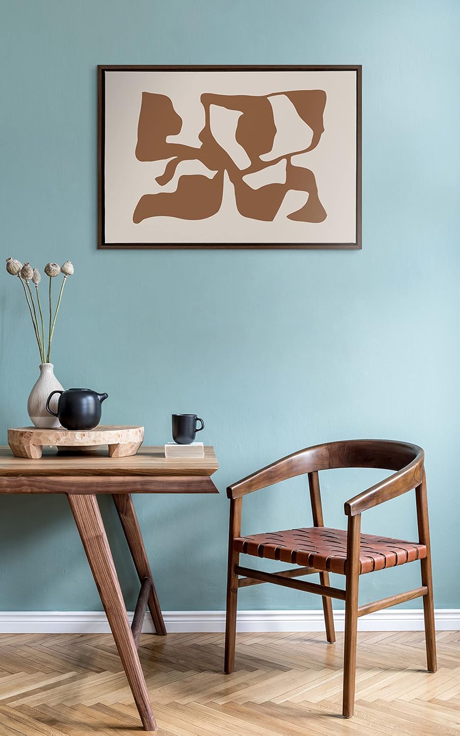 Kate and Laurel Sylvie Distorted Shapes of Brown and Tan Framed Canvas Wall Art by The Creative Bunch Studio 23x33 Brown Contemporary Abstract Bold Art for Wall