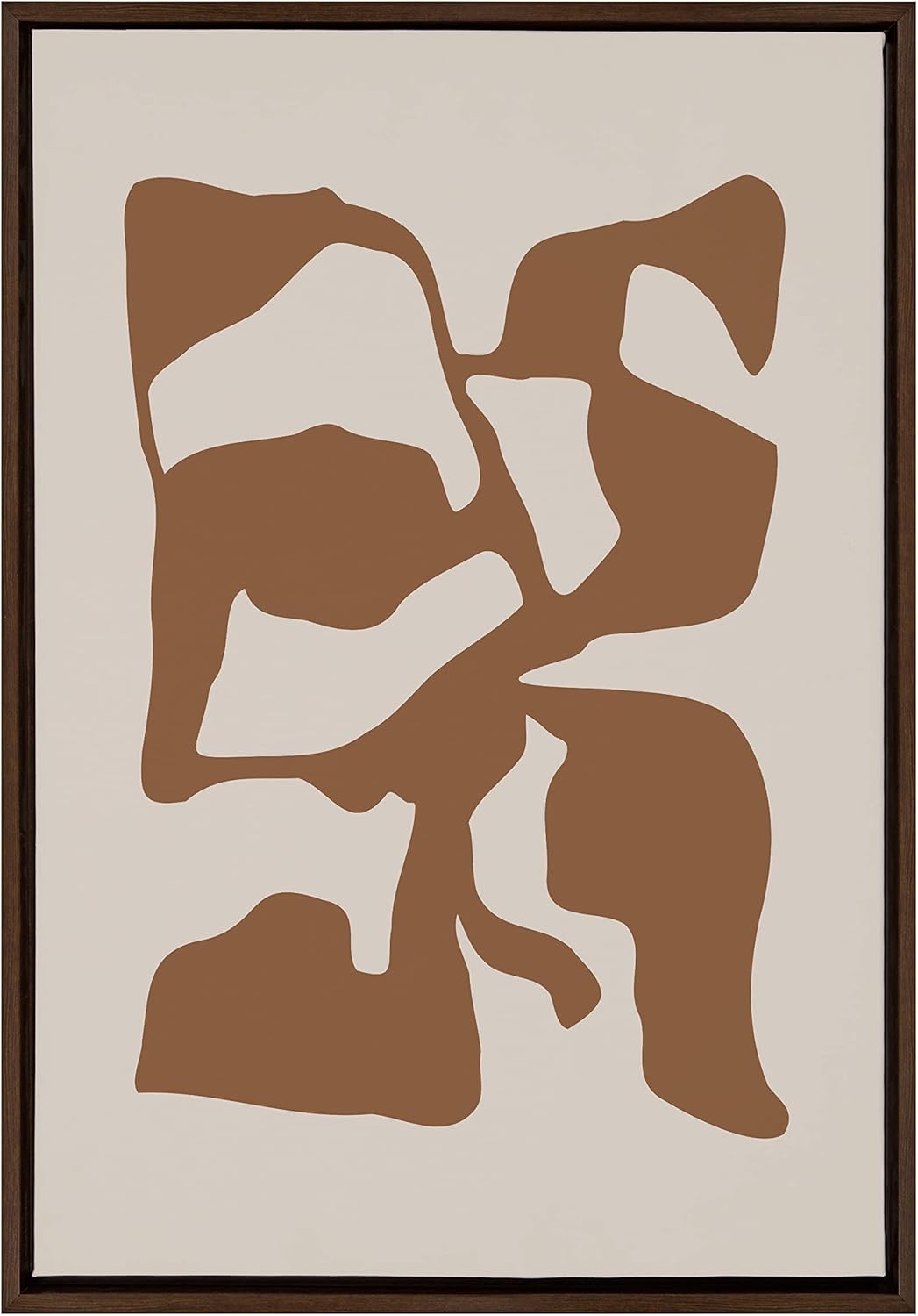 Kate and Laurel Sylvie Distorted Shapes of Brown and Tan Framed Canvas Wall Art by The Creative Bunch Studio 23x33 Brown Contemporary Abstract Bold Art for Wall