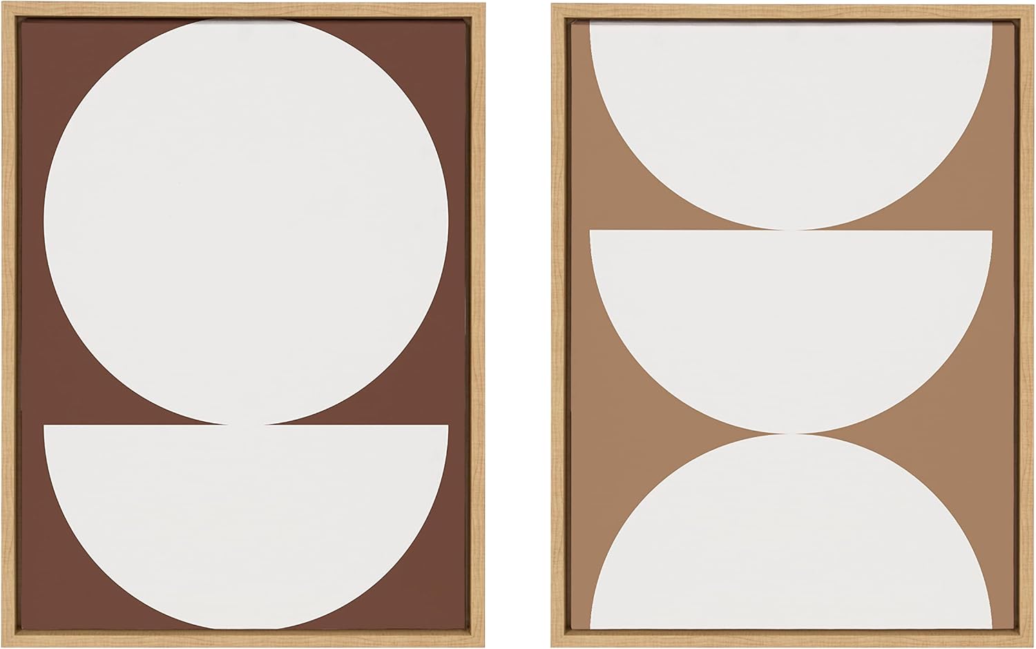 Kate and Laurel Sylvie Earthy Boho Geometric Brown and Terra Cotta Framed Canvas Wall Art Set by The Creative Bunch Studio 2 Piece Set 18x24 Natural Neutral Modern Abstract Wall Art Dcor Set