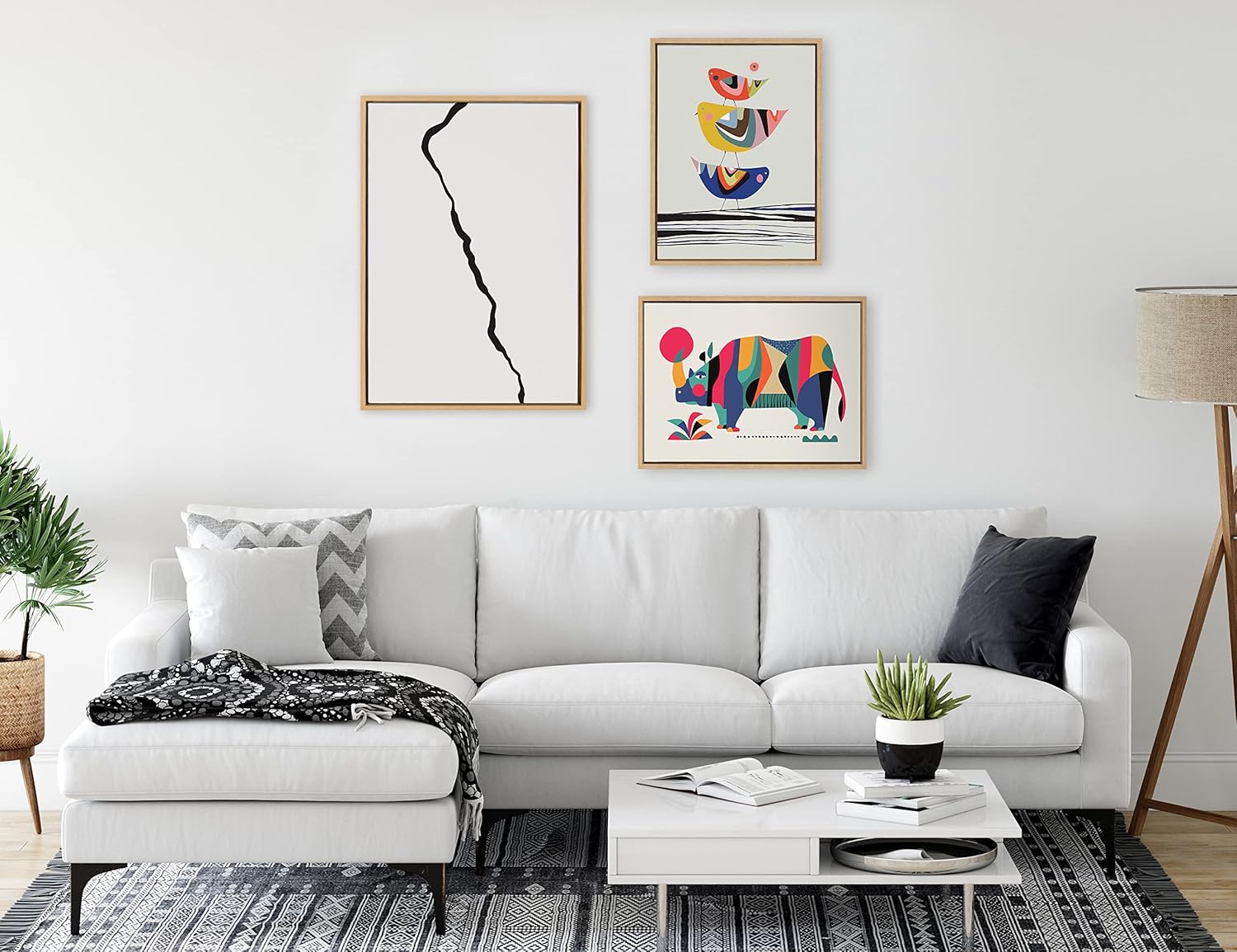 Kate and Laurel Sylvie Elevated Abstract Minimalist Mountain Landscape Framed Canvas Wall Art by The Creative Bunch Studio 18x40 Natural Minimal Mountainous Landscape Art for WallNatural