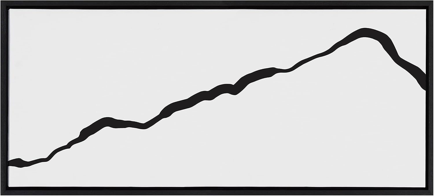 Kate and Laurel Sylvie Elevated Abstract Minimalist Mountain Landscape Framed Canvas Wall Art by The Creative Bunch Studio 18x40 Natural Minimal Mountainous Landscape Art for WallBlack