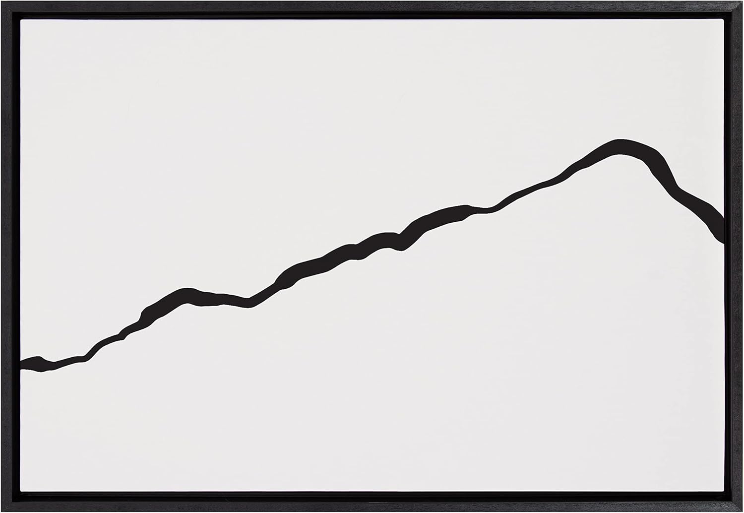 Kate and Laurel Sylvie Elevated Abstract Minimalist Mountain Landscape Framed Canvas Wall Art by The Creative Bunch Studio 18x40 Natural Minimal Mountainous Landscape Art for WallBlack