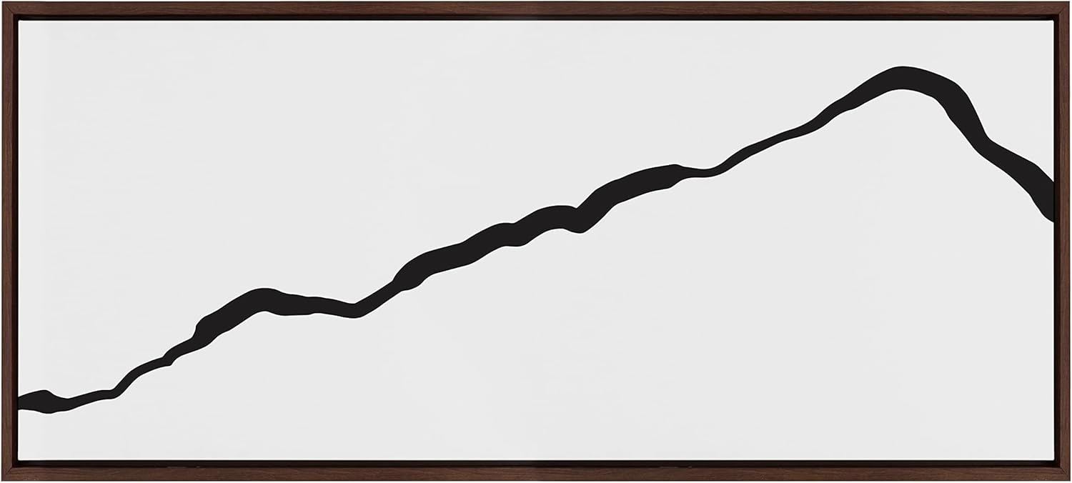 Kate and Laurel Sylvie Elevated Abstract Minimalist Mountain Landscape Framed Canvas Wall Art by The Creative Bunch Studio 18x40 Natural Minimal Mountainous Landscape Art for WallBrown