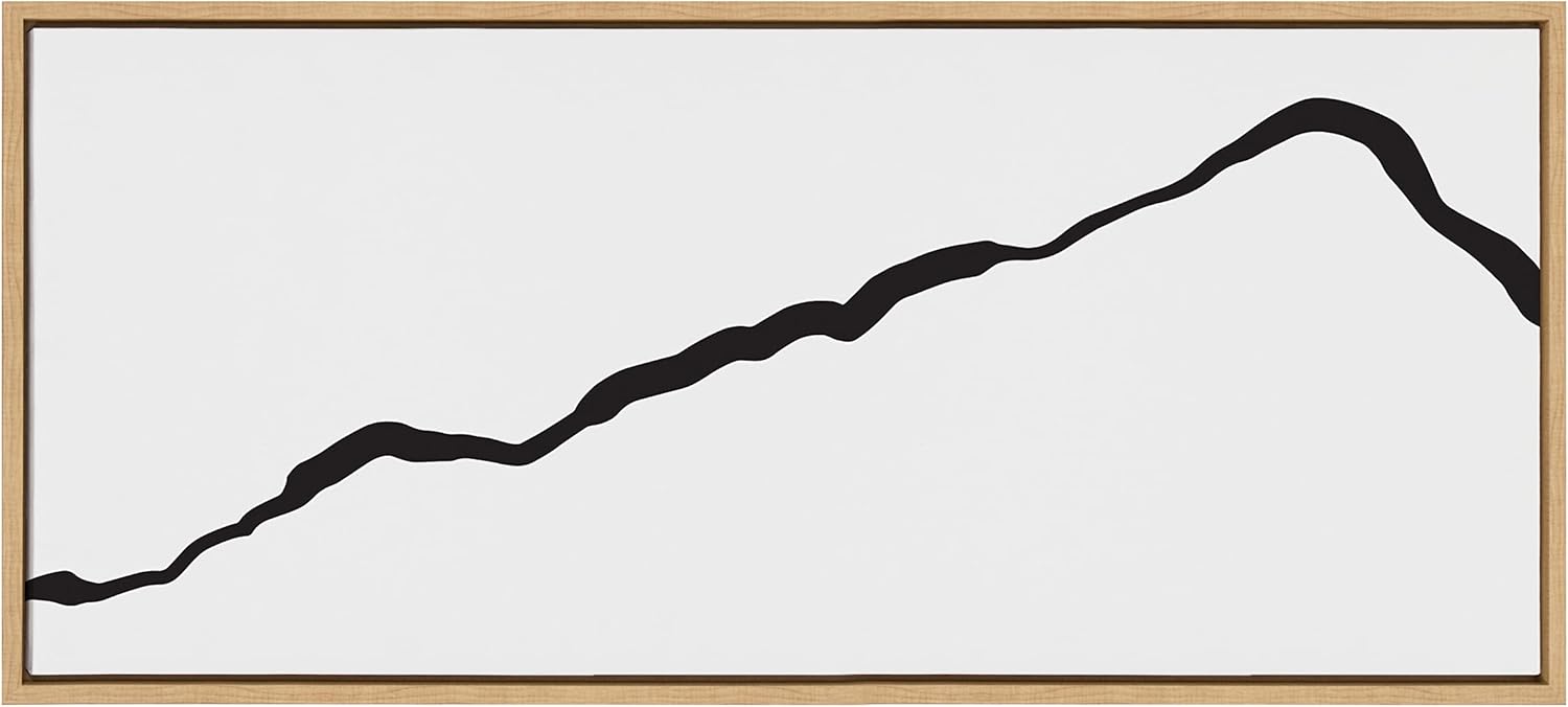 Kate and Laurel Sylvie Elevated Abstract Minimalist Mountain Landscape Framed Canvas Wall Art by The Creative Bunch Studio 18x40 Natural Minimal Mountainous Landscape Art for WallNatural
