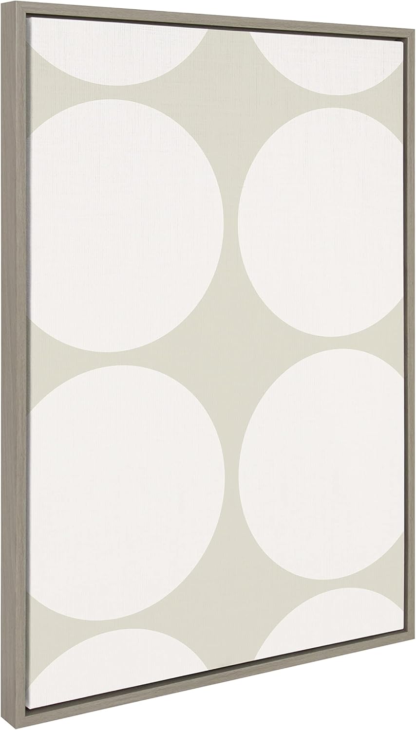 Kate and Laurel Sylvie Elevated Modern Neutral Dots Pattern No 2 and Stained Glass Framed Canvas Wall Art Set by The Creative Bunch Studio Set of 3 16x20 and 23x33 Natural Abstract Wall DcorGray