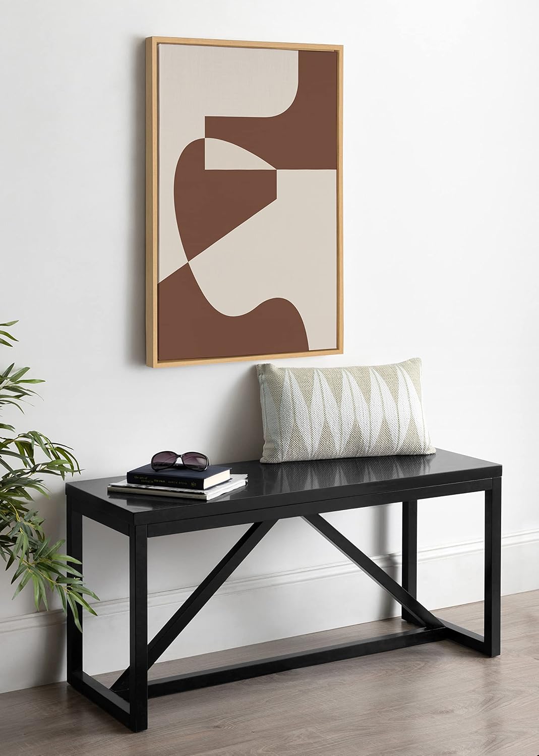 Kate and Laurel Sylvie Eye Catching Sleek Abstract 4 Brown and Beige Framed Canvas Wall Art by The Creative Bunch Studio 23x33 Natural Modern Contemporary Line Art Wall Decor