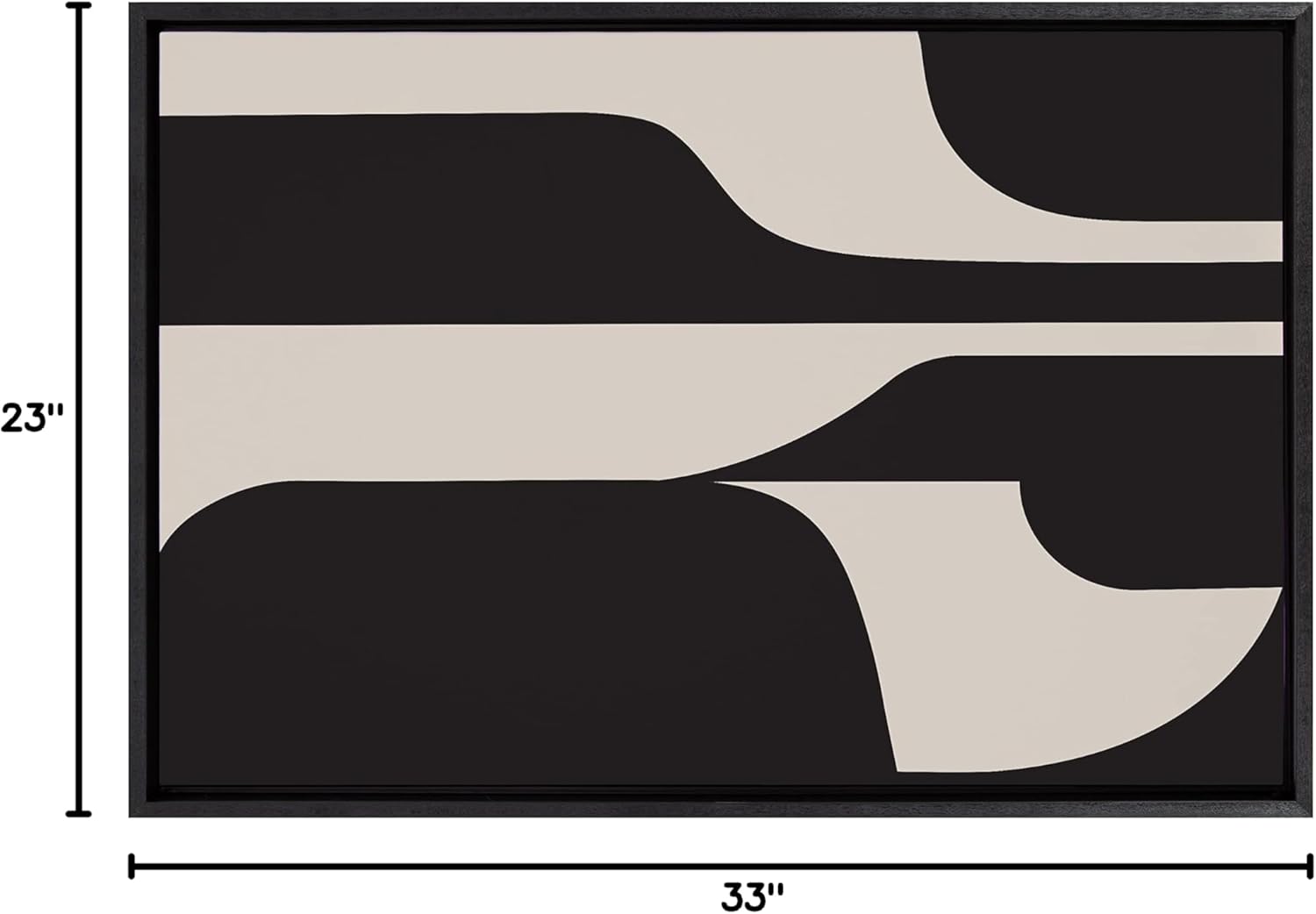 Kate and Laurel Sylvie Eye Catching Sleek Abstract 6 Black and Beige Framed Canvas Wall Art by The Creative Bunch Studio 23x33 Black Modern Contemporary Art for WallBlack