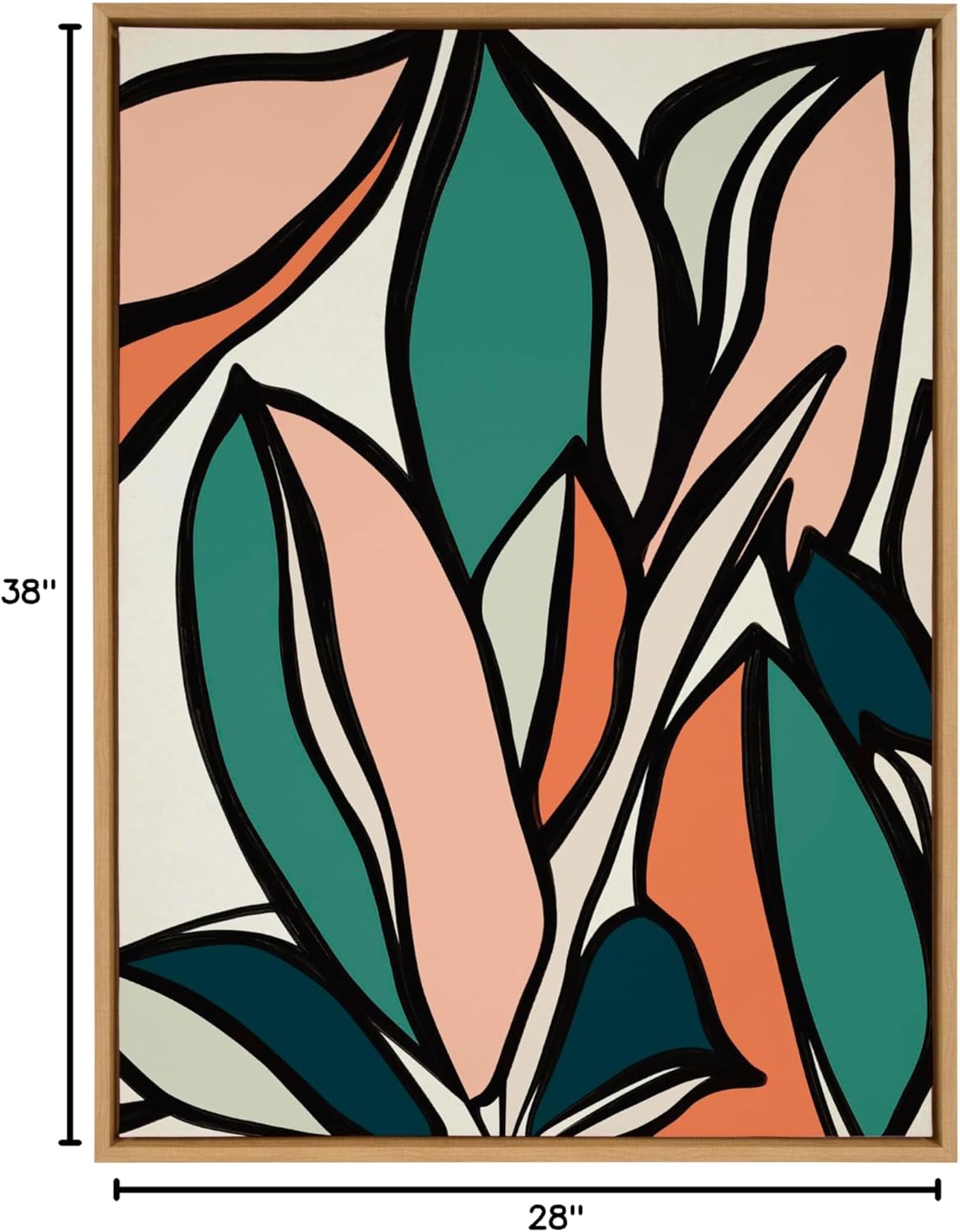 Kate and Laurel Sylvie Fanciful Ficus 2 Framed Canvas Wall Art by Alicia Bock 18x24 Natural Colorful Plant Leaves Art for WallNatural