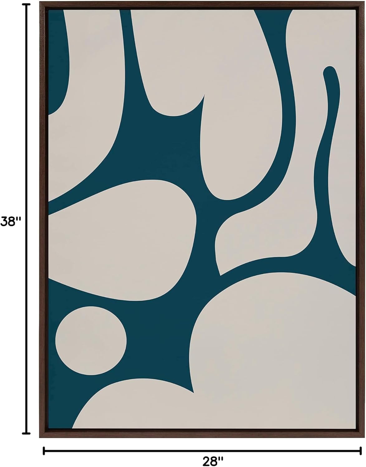 Kate and Laurel Sylvie Groovy Happy Abstract Dark Green Teal and Tan Framed Canvas Wall Art by The Creative Bunch Studio 28x38 Brown Retro Mid Century Modern Abstract Wall DcorBrown
