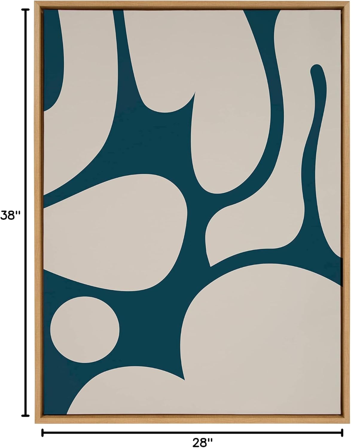 Kate and Laurel Sylvie Groovy Happy Abstract Dark Green Teal and Tan Framed Canvas Wall Art by The Creative Bunch Studio 28x38 Brown Retro Mid Century Modern Abstract Wall DcorNatural