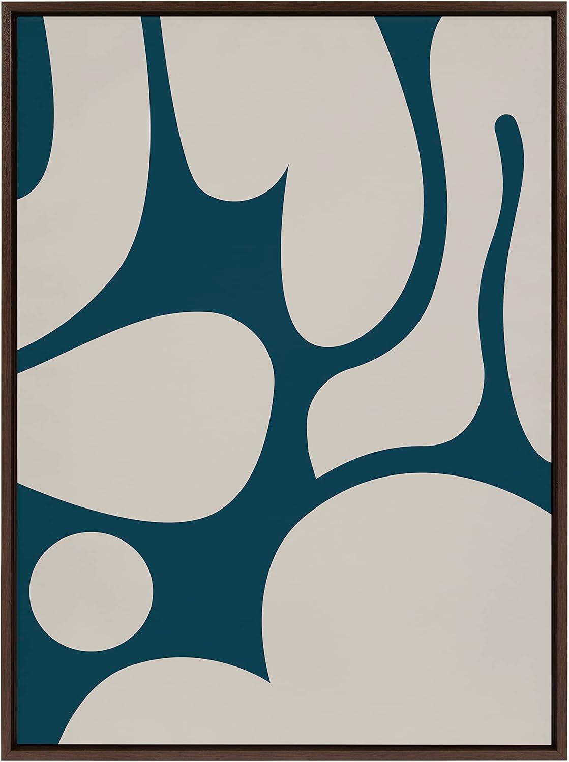 Kate and Laurel Sylvie Groovy Happy Abstract Dark Green Teal and Tan Framed Canvas Wall Art by The Creative Bunch Studio 28x38 Brown Retro Mid Century Modern Abstract Wall DcorBrown