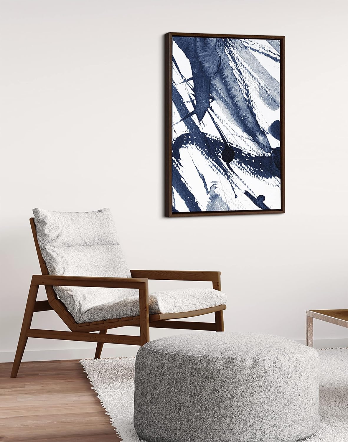 Kate and Laurel Sylvie Indigo Watercolor Framed Canvas Wall Art by Amy Peterson Art Studio 23x33 Gray Decorative Abstract Art Print for WallBrown