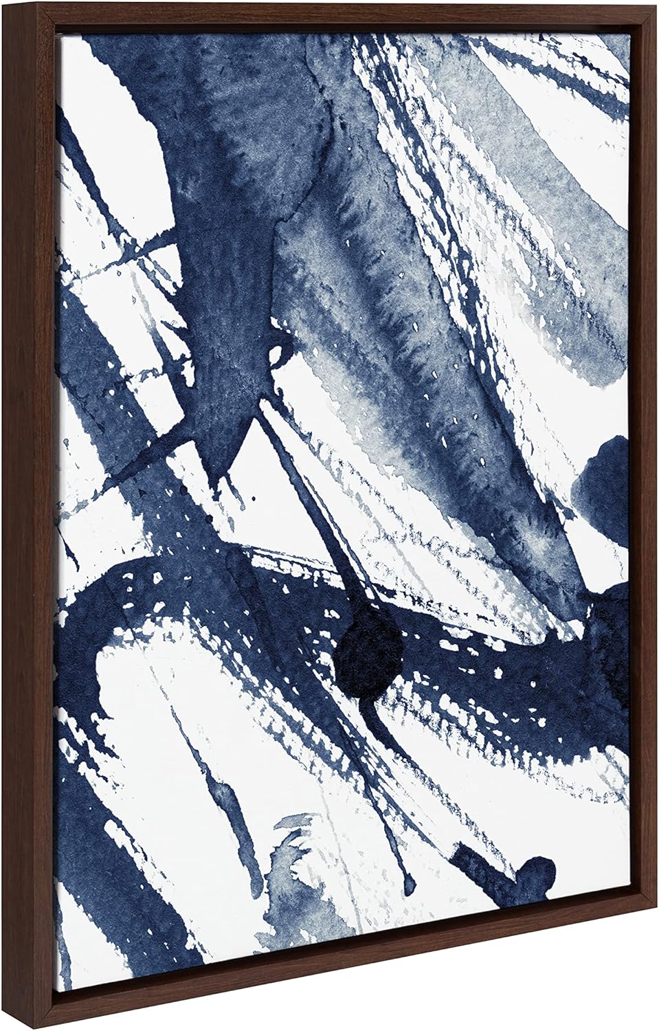 Kate and Laurel Sylvie Indigo Watercolor Framed Canvas Wall Art by Amy Peterson Art Studio 23x33 Gray Decorative Abstract Art Print for WallBrown