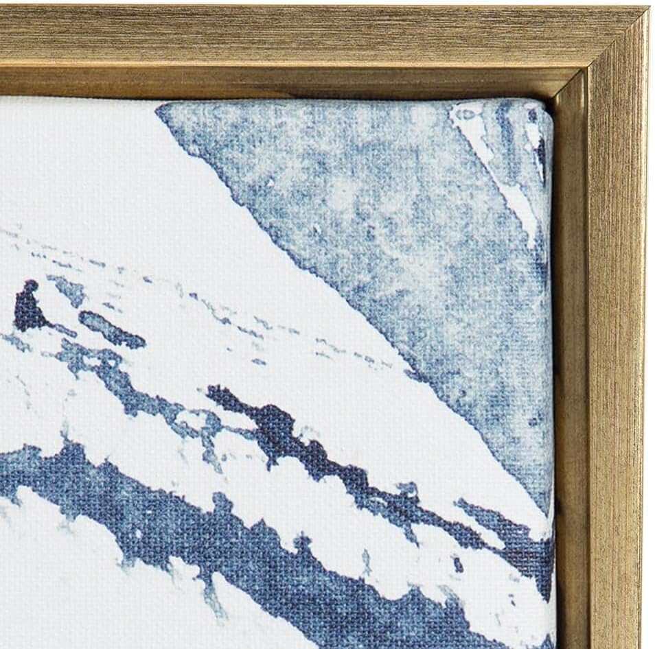 Kate and Laurel Sylvie Indigo Watercolor Framed Canvas Wall Art by Amy Peterson Art Studio 23x33 Gray Decorative Abstract Art Print for WallGold