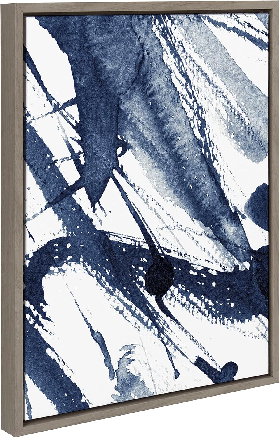 Kate and Laurel Sylvie Indigo Watercolor Framed Canvas Wall Art by Amy Peterson Art Studio 23x33 Gray Decorative Abstract Art Print for WallGray