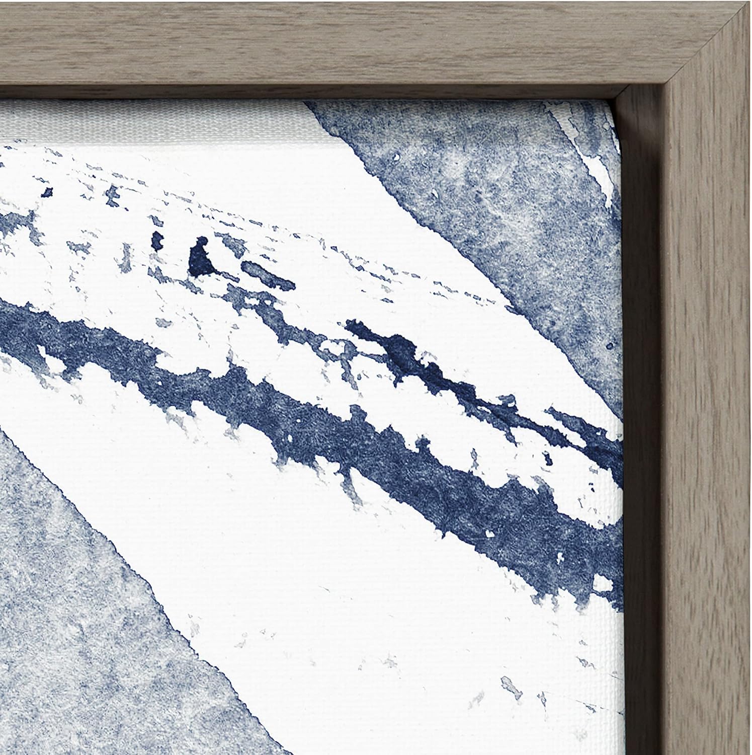 Kate and Laurel Sylvie Indigo Watercolor Framed Canvas Wall Art by Amy Peterson Art Studio 23x33 Gray Decorative Abstract Art Print for WallGray