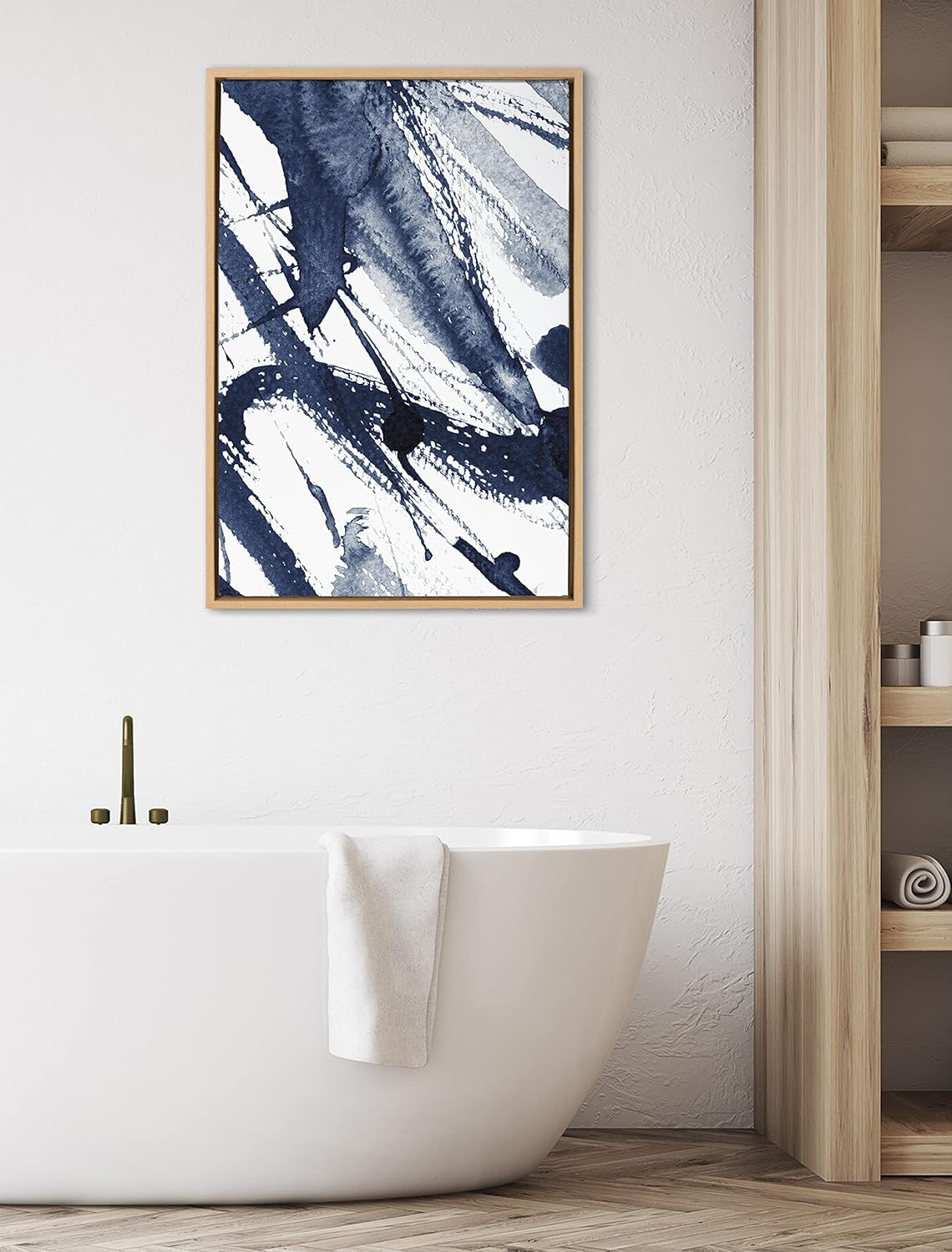 Kate and Laurel Sylvie Indigo Watercolor Framed Canvas Wall Art by Amy Peterson Art Studio 23x33 Gray Decorative Abstract Art Print for WallNatural