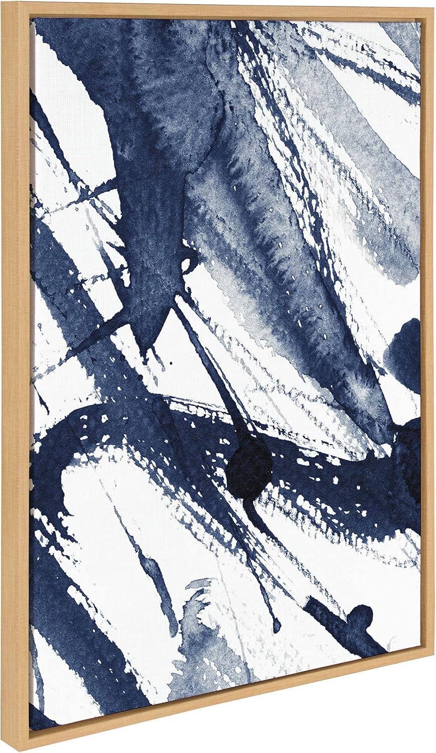Kate and Laurel Sylvie Indigo Watercolor Framed Canvas Wall Art by Amy Peterson Art Studio 23x33 Gray Decorative Abstract Art Print for WallNatural