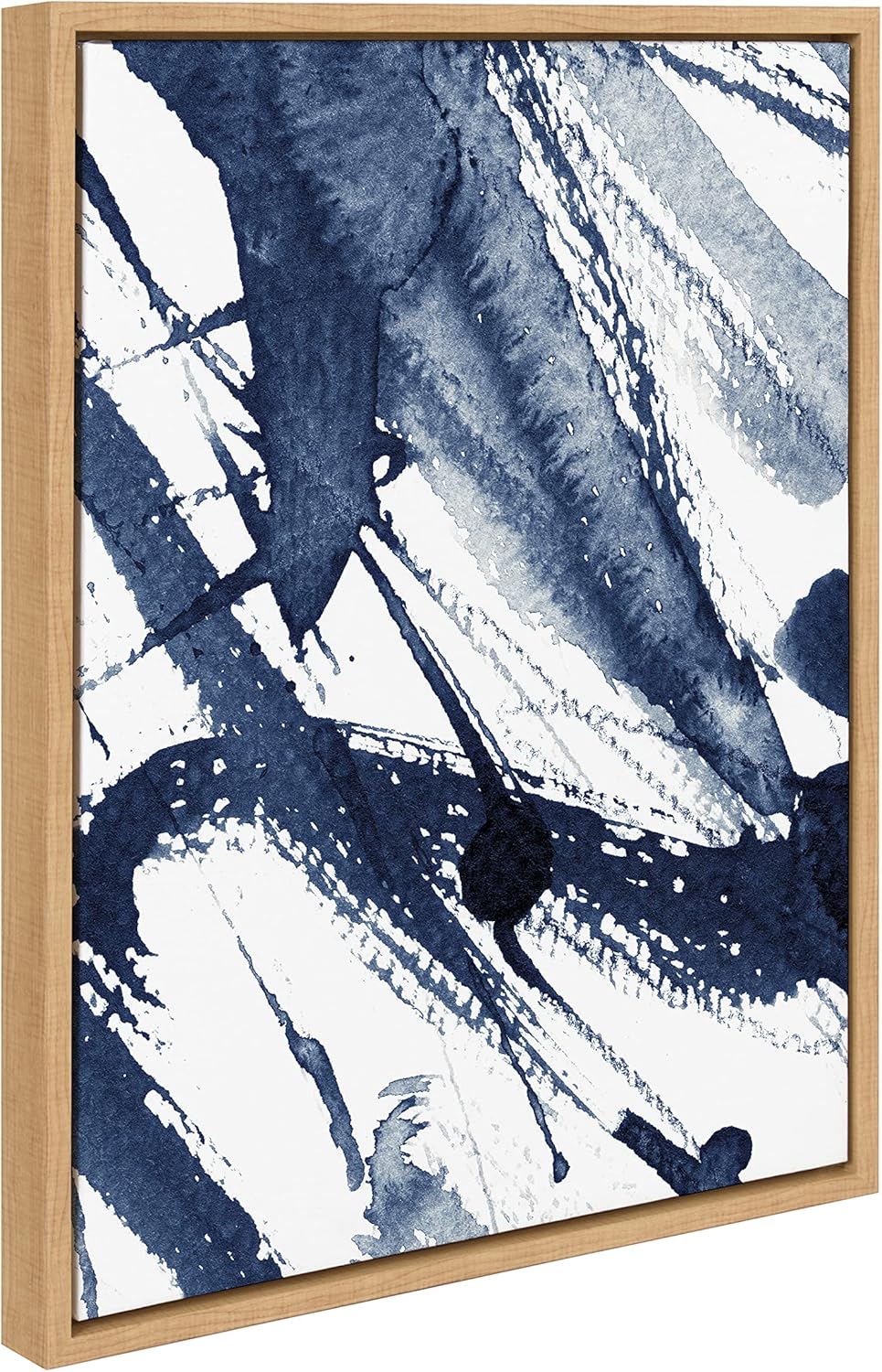 Kate and Laurel Sylvie Indigo Watercolor Framed Canvas Wall Art by Amy Peterson Art Studio 23x33 Gray Decorative Abstract Art Print for WallNatural