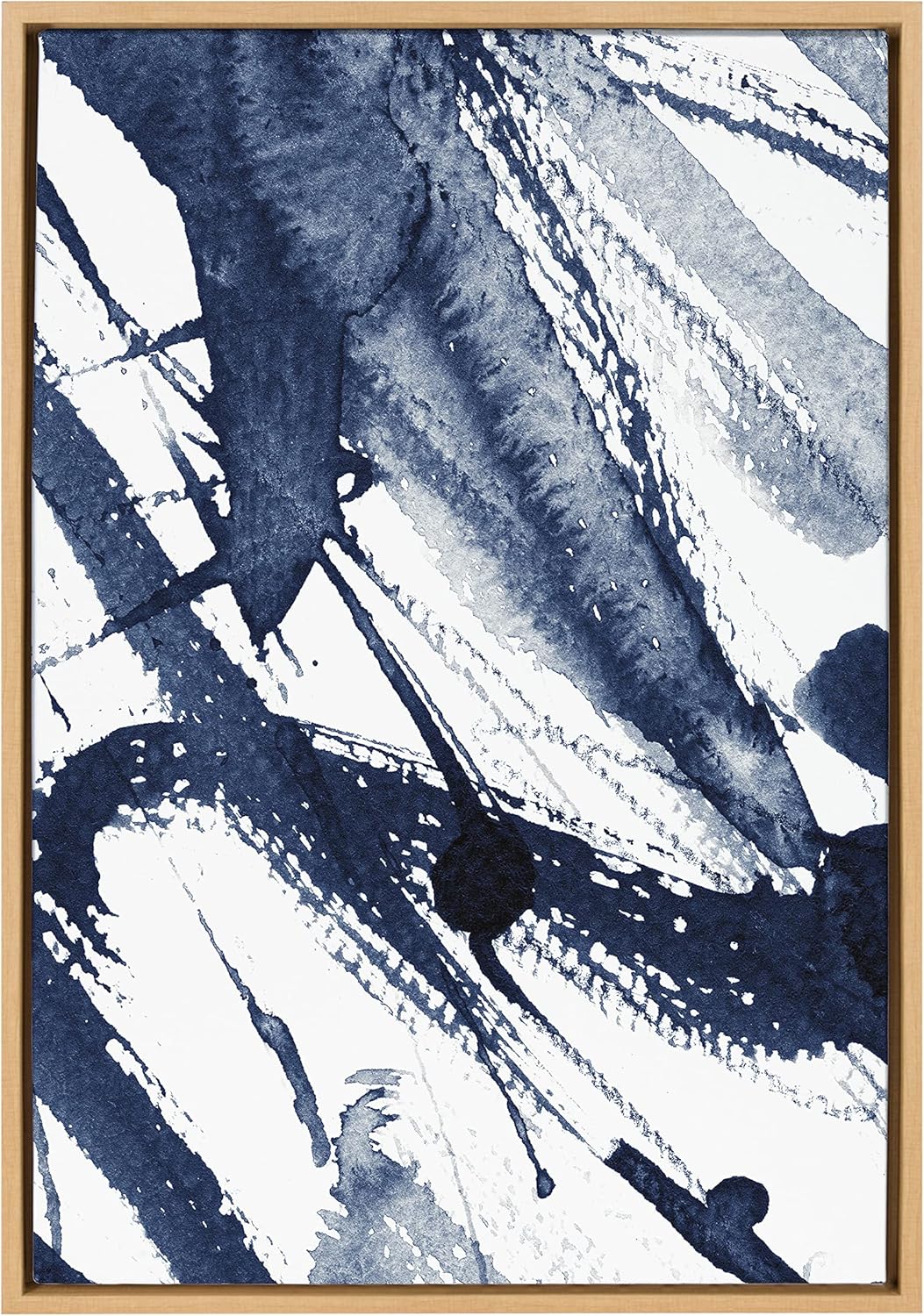 Kate and Laurel Sylvie Indigo Watercolor Framed Canvas Wall Art by Amy Peterson Art Studio 23x33 Gray Decorative Abstract Art Print for WallNatural