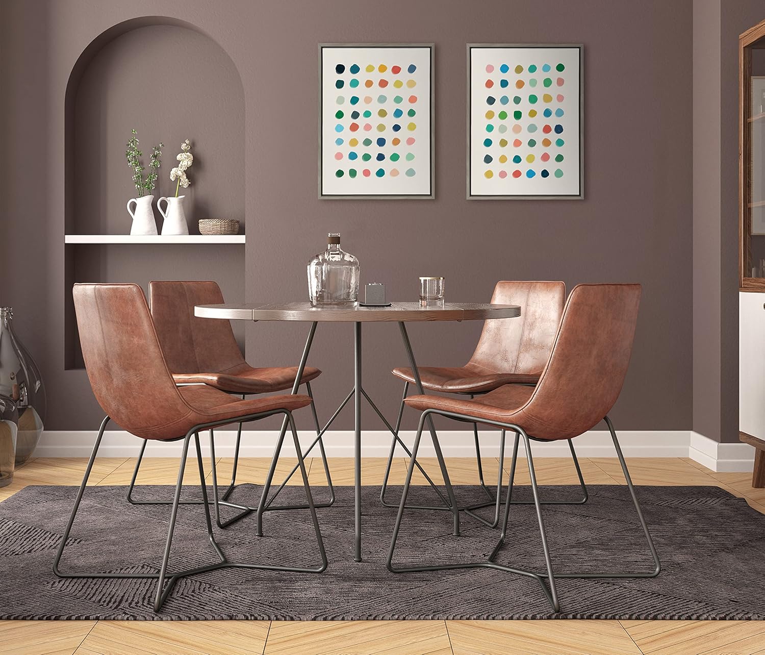 Kate and Laurel Sylvie Meditation 1 and 2 Framed Canvas Wall Art Set by Kelly Knaga 2 Piece 23x33 Gray Modern Abstract Colorful Polka Dot Art Set for Wall Home DecorGray