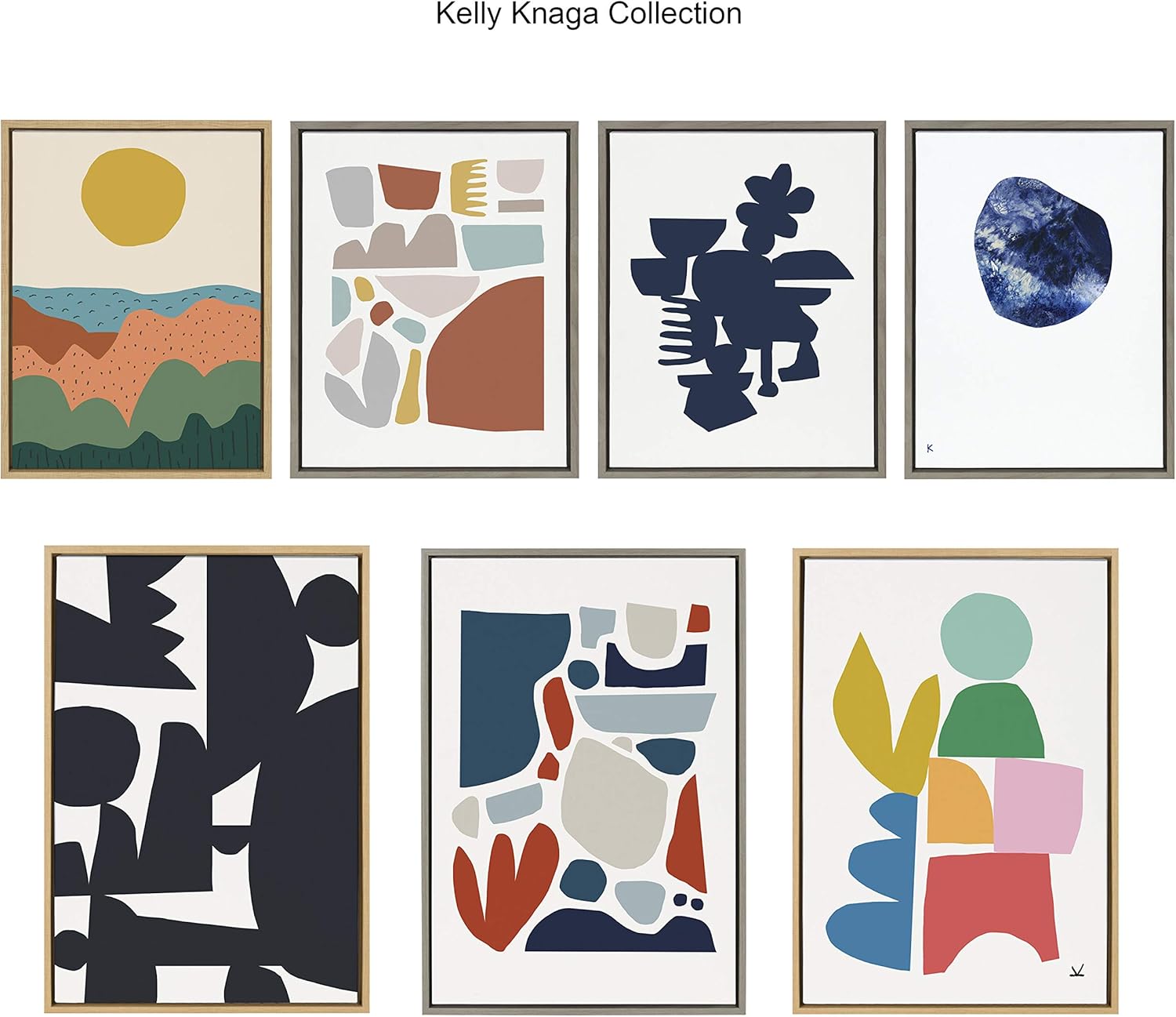 Kate and Laurel Sylvie Meditation 1 and 2 Framed Canvas Wall Art Set by Kelly Knaga 2 Piece 23x33 Gray Modern Abstract Colorful Polka Dot Art Set for Wall Home DecorNatural