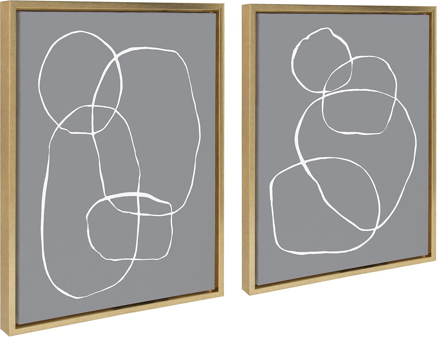 Kate and Laurel Sylvie Modern Circles Gray Framed Canvas Wall Art Set by Teju Reval of SnazzyHues 2 Piece 18x24 Gold Decorative Modern Art for WallGold
